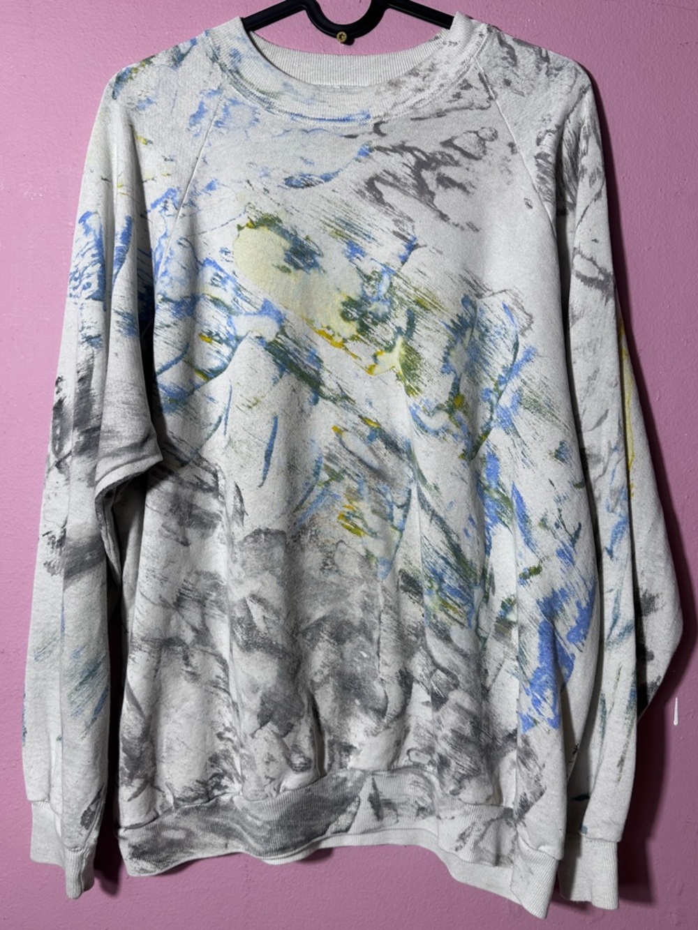 Vintage 1990s Abstract Paint-Splatter Crewneck Sweater thin perfect for summer
